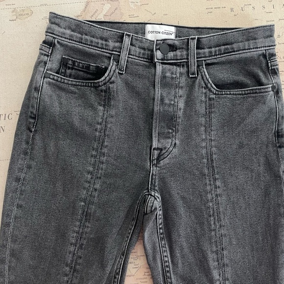 Cotton Citizen Vickie High-rise Split Front Hem Jeans Grey Black Denim Size 27 - Picture 5 of 14